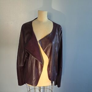 Worthington Purple Leather Jacket Asymmetrical Design